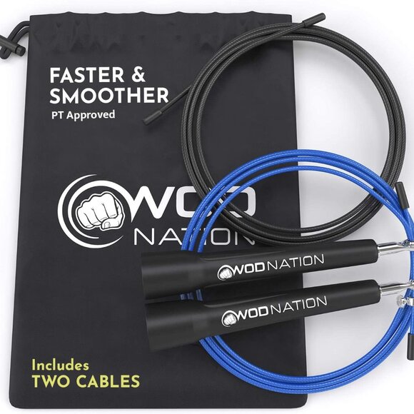 WOD Nation Adjustable Speed Jump Rope For Men, Women & Children - Blazing Fast F - Picture 1 of 12